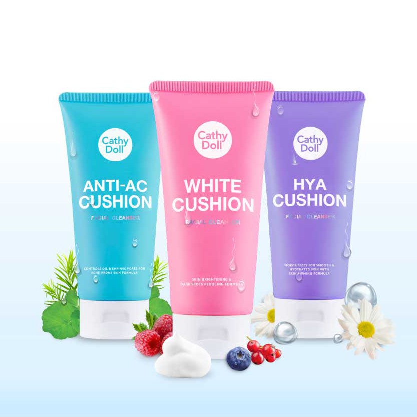 Тайская пенка для умывания лица с муцином улитки и экстрактами ягод Cathy Doll White Cushion Facial Cleanser 120 мл. ТАИЛАНД КОРЕЯ